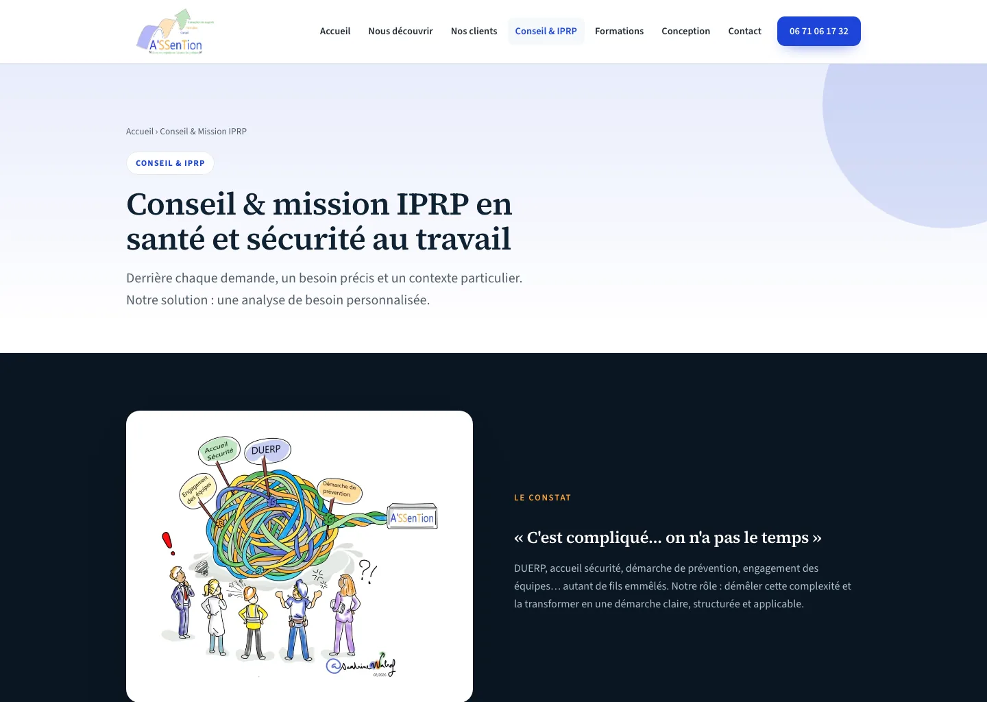 Page « Conseil & mission IPRP » — la démarche de prévention illustrée