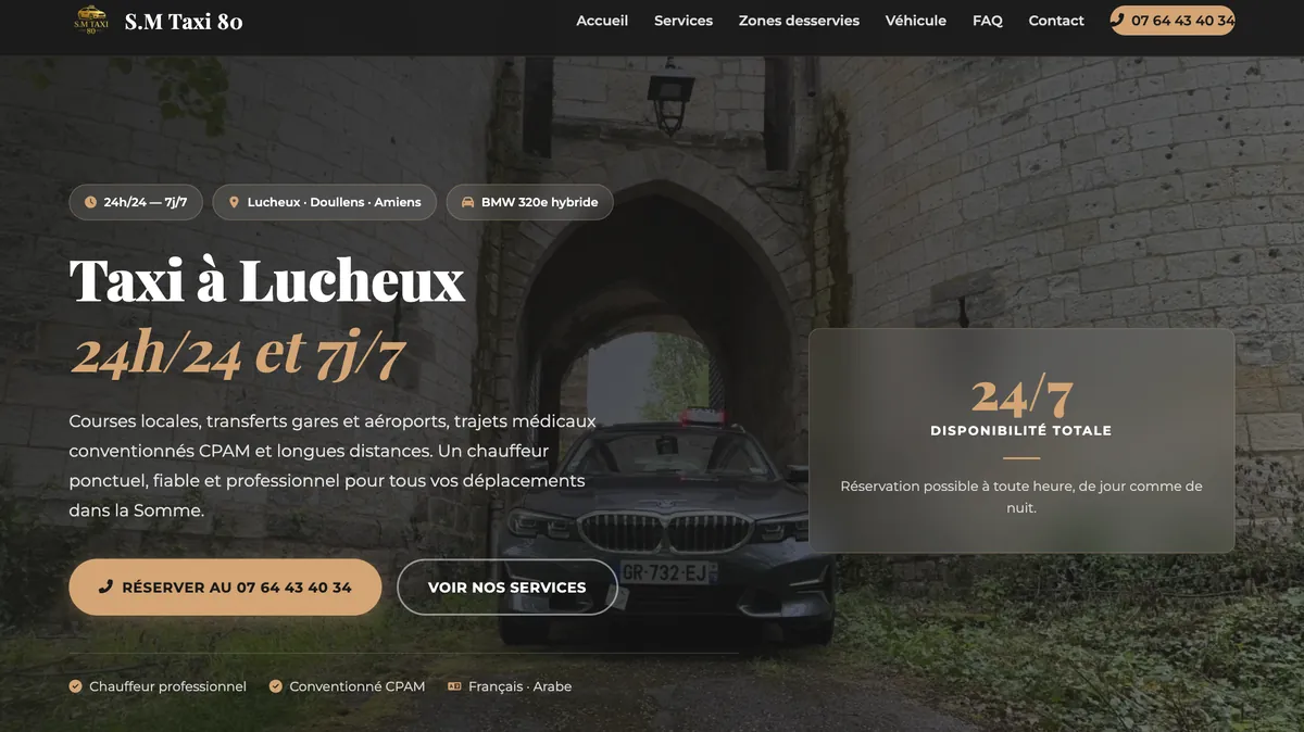 Aperçu — S.M Taxi 80 — Refonte complète du site d'un taxi de Lucheux, dans la Somme