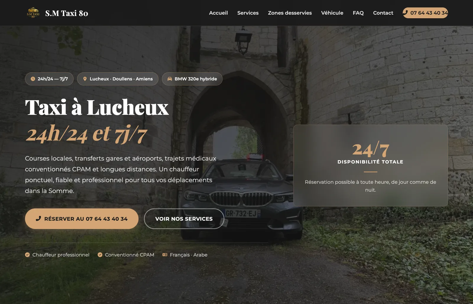 Aperçu de S.M Taxi 80 — Refonte complète du site d'un taxi de Lucheux, dans la Somme